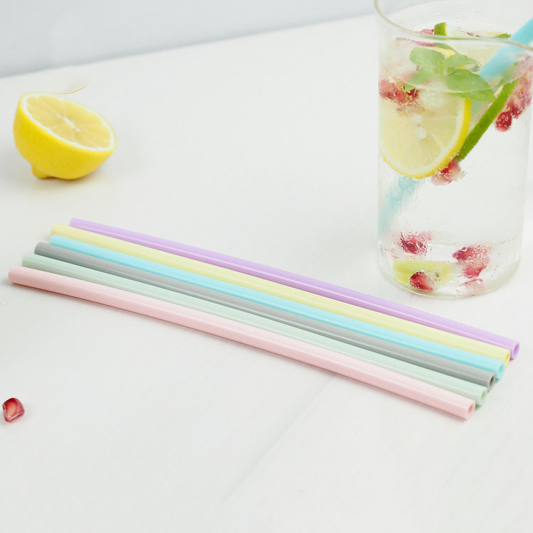 Food grade recycled suit soft foldable children drink soup juice silica gel straw soda tools